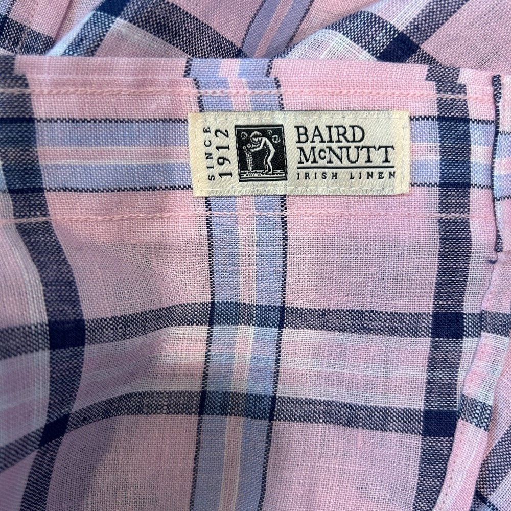 Brooks Brothers Regent 100% Linen Men's Oxford Dress Shirt Large Pink Plaid - Picture 6 of 6